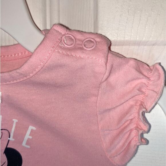 Disney Baby Pink Minnie Mouse Ruffle Trim Bodysuit Romper 0-3 Months - Picture 5 of 9